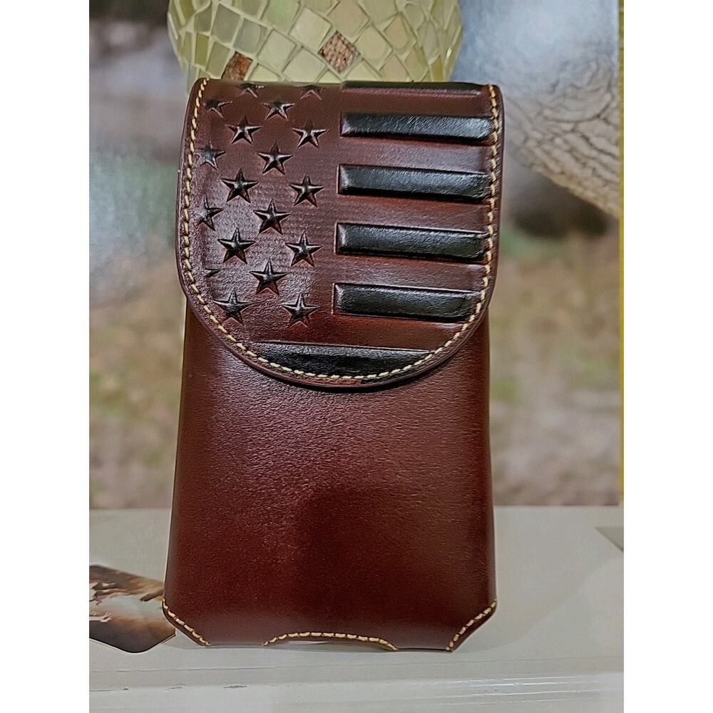 Montana West Cell Phone Holder Holster genuine Leather Belt Loop American Pride